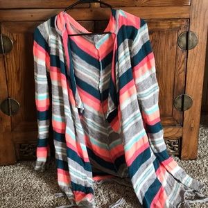 Colorful cardigan with hood